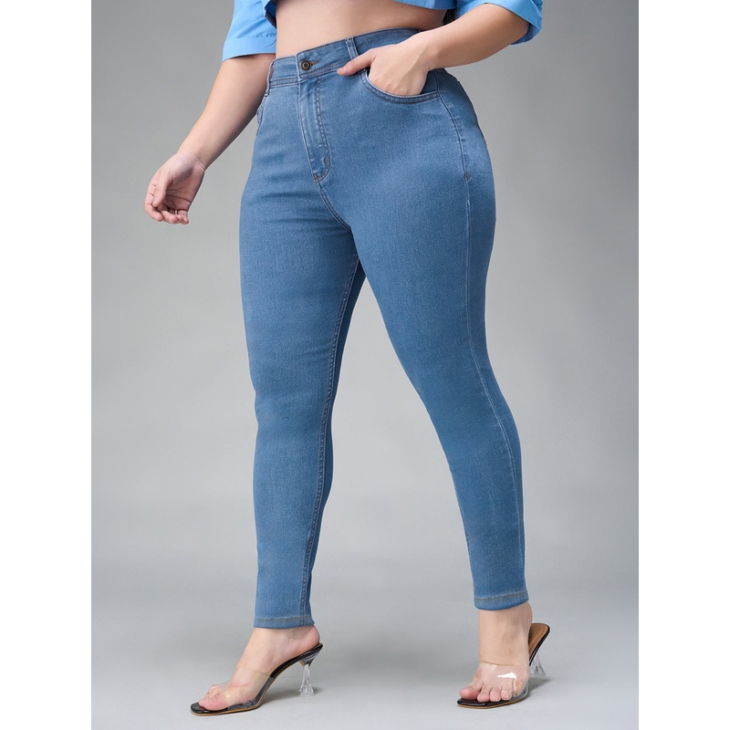 24/7 Comfort Blue Skinny High-Rise Distressed Denim Jeans 26 Blue