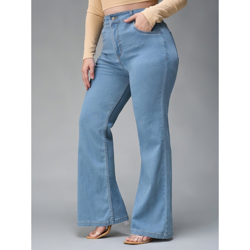 24/7 Comfort Light Blue Bootcut High-Rise Stretchable Denim Jeans 26 Light Blue