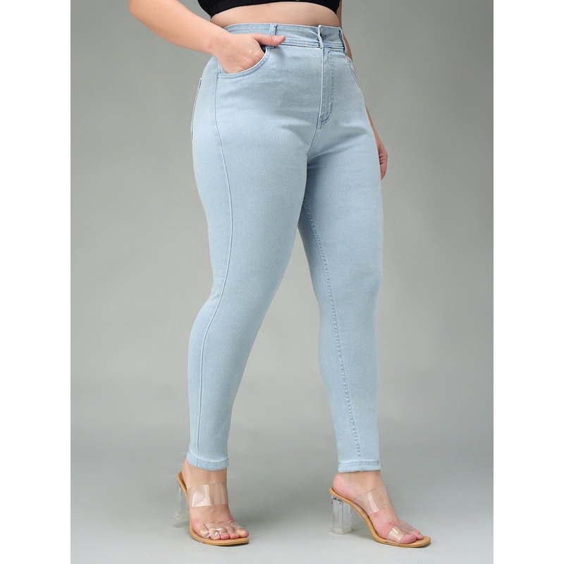 24/7 Comfort Light Blue Skinny High-Rise Distressed Ice-Wash Denim Jeans 26 Blue