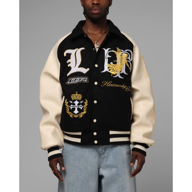 Loiter Heaven Varsity Jacket Black/Off White XS