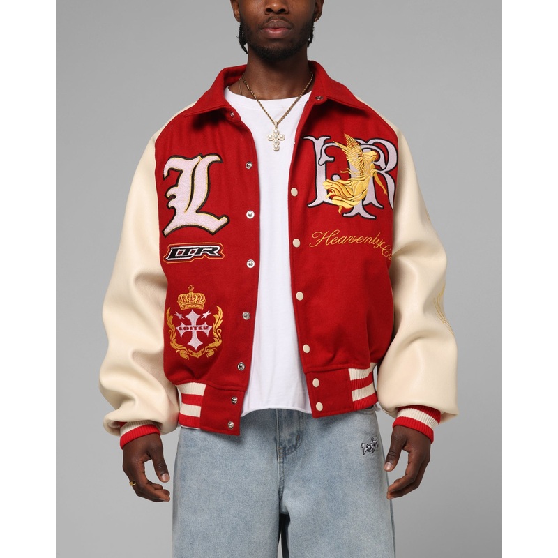 Loiter Heaven Varsity Jacket Red/Off White XS