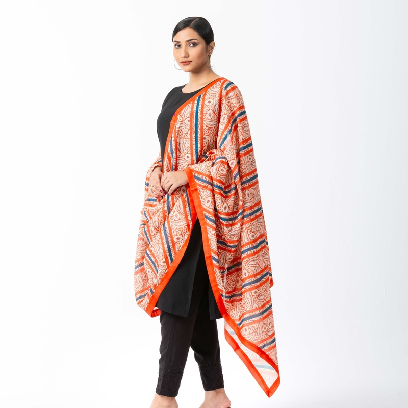 Women Orange Printed Orna 95″ ORANGE PRINT