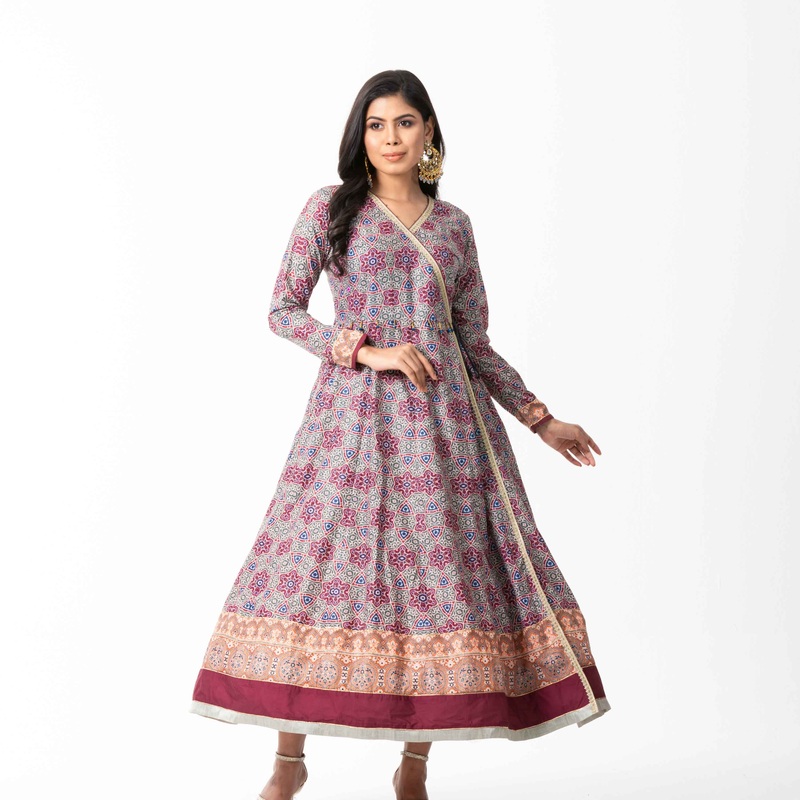 Womens Ethnic Floral Gown 2XL MULTI COLOR