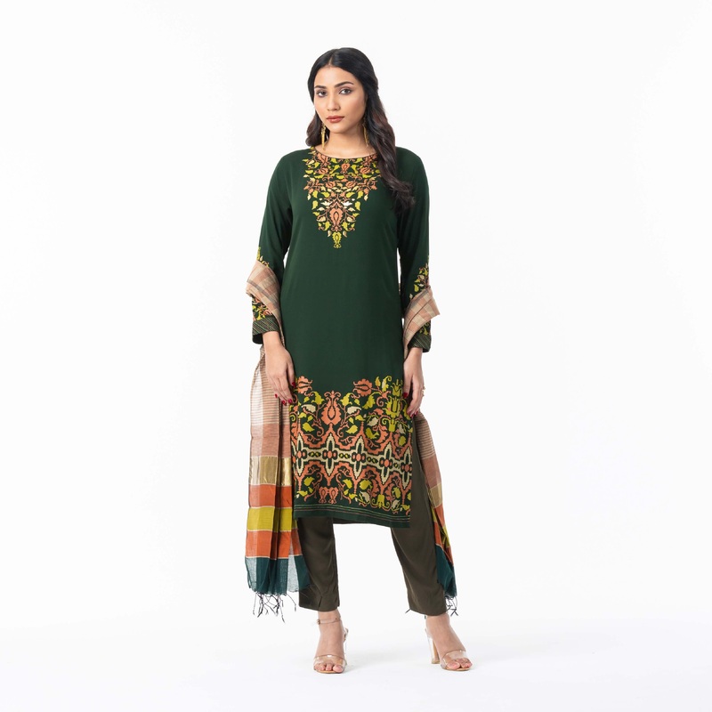 Womens Ethnic Green 3-Piece Set 2XL GREEN