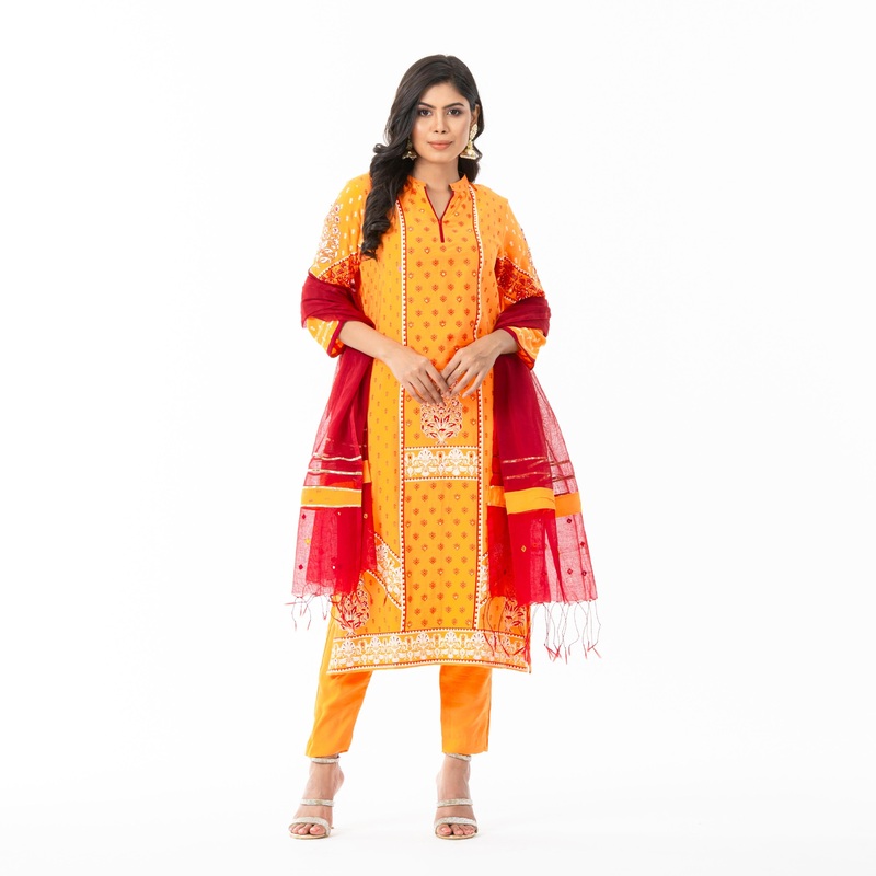 Womens Ethnic Tangerine 3-Piece Set M FANTA