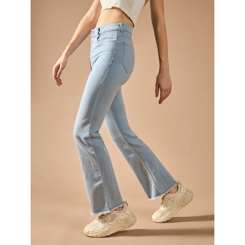 24/7 Comfort Light Blue Bootcut High-Rise Cropped Stretchable Denim Jeans 26 Light Blue