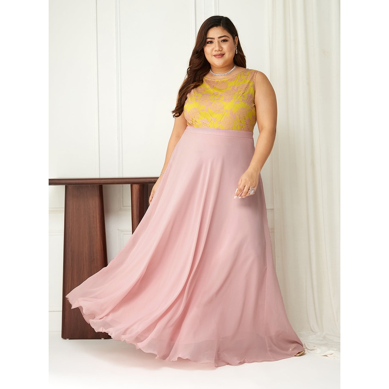 Body Bliss Dusty Pink Lace Maxi Dress XS Pink