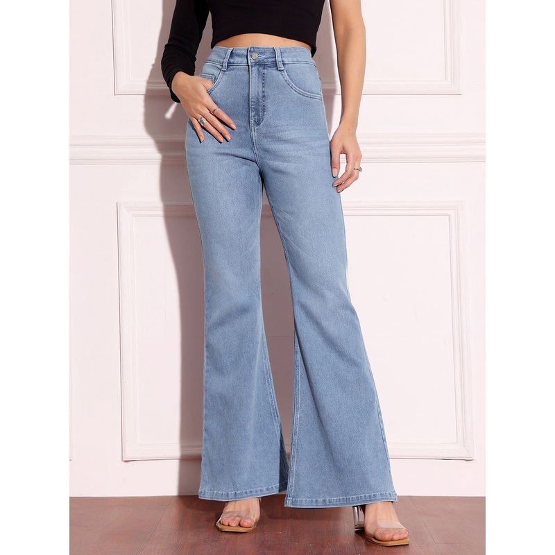 CHASEshape Light-Blue Bootcut High-Rise Stretchable Denim Jeans 26 Light Blue