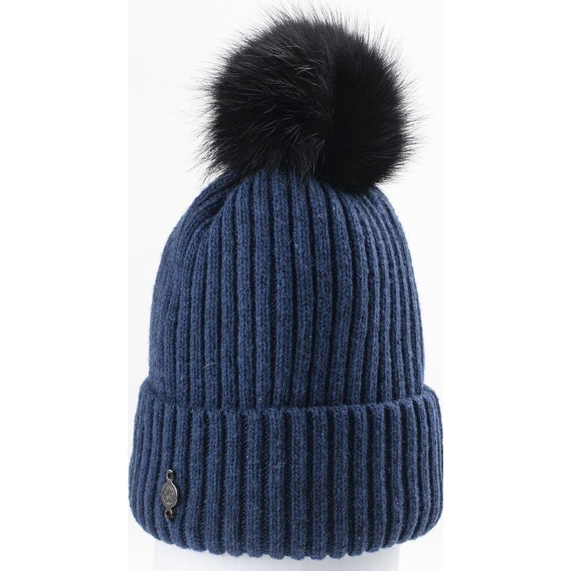 Harricana Classic Beanie With Upcycled Fur Pom – Women’s