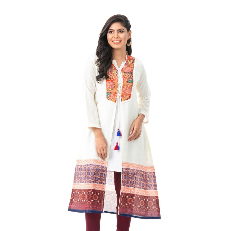 Womens Ethnic Off White Shrug 2XL OFF WHITE