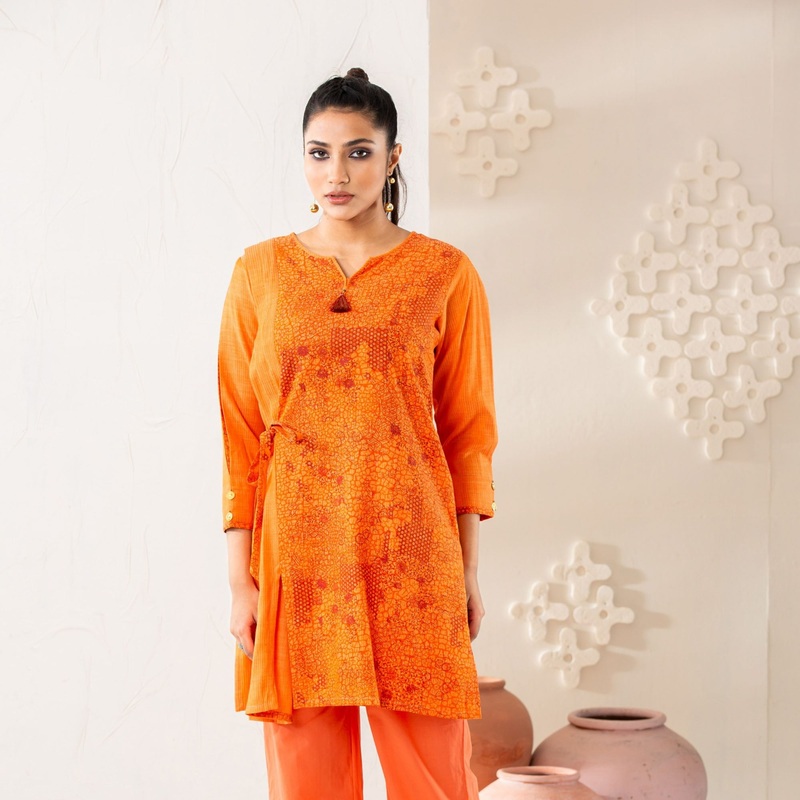 Womens Ethnic Tunic-Orange 2XL ORANGE