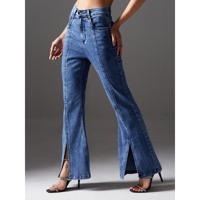 24/7 Comfort Special Design Women’s Navy-Blue Bootcut High-Rise Stretchable Denim Jeans 26 Navy Blue