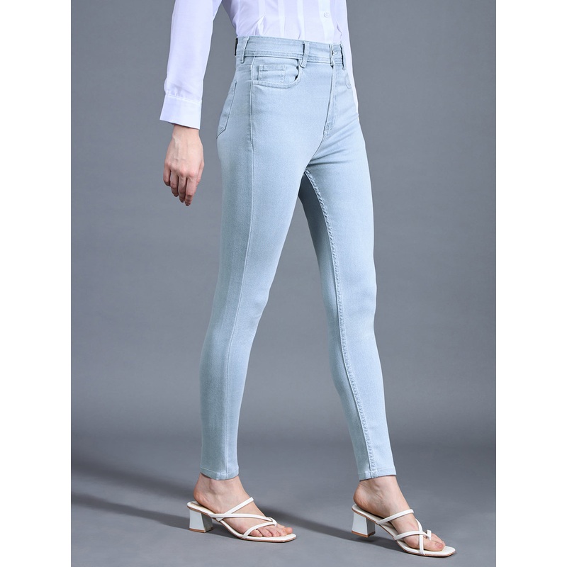 Women’s Light Blue Skinny High-Rise Distressed Cropped Denim Jeans 26 Light Blue