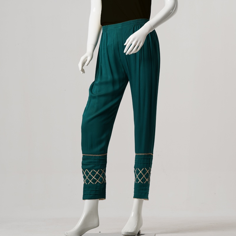 Womens Ethnic Bottom-Green S GREEN