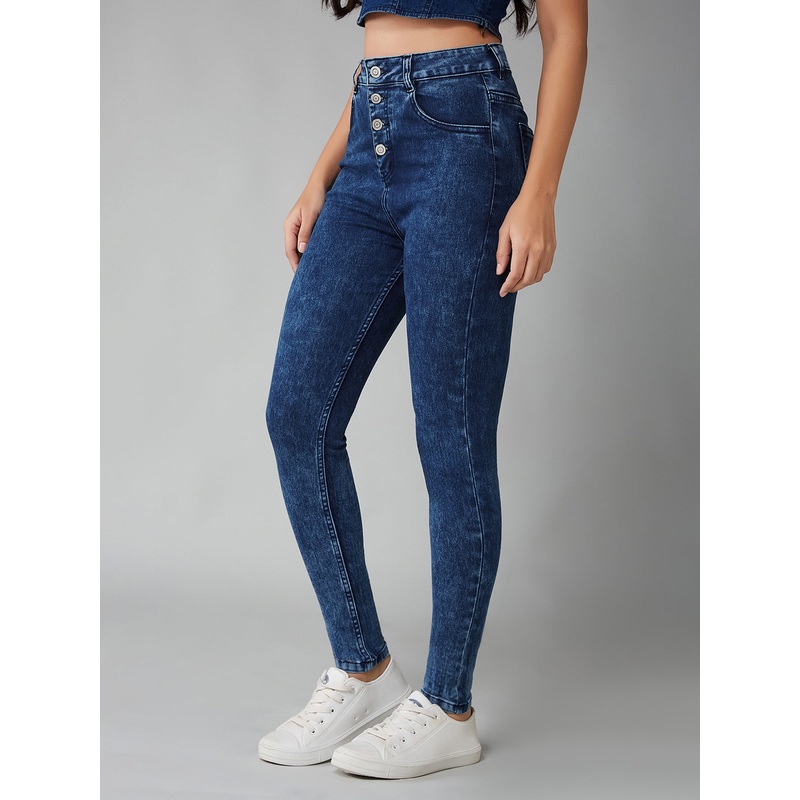 24/7 Comfort Blue Skinny-Fit High-Rise Stretchable Denim Jeans 26 Navy Blue