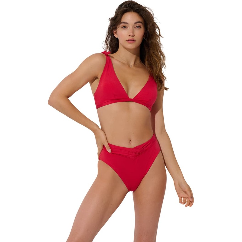 Everyday Sunday Retro High-Waist Bikini Bottom with Shirred Band – Women’s