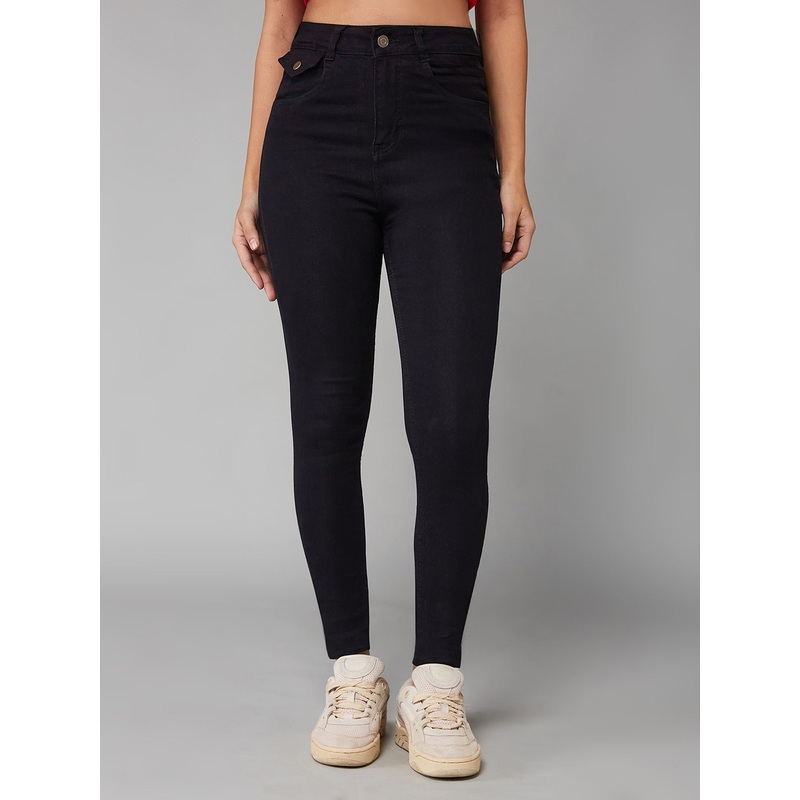 Women’s Black Skinny High-Rise Stretchable Denim Jeans 26 Black