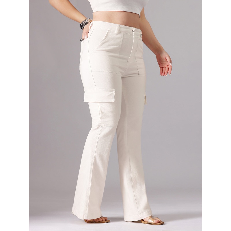 24/7 Comfort White Wide-Leg High-Rise Clean-Look Regular-Length Stretchable Denim Jeans 26 White
