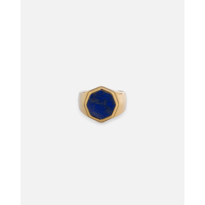 Saint Morta Lapis Octagon Signet Ring Gold 8