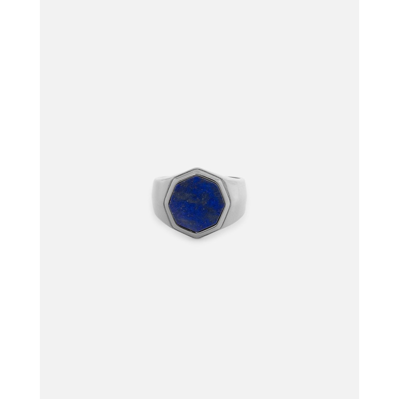 Saint Morta Lapis Octagon Signet Ring White Gold 8