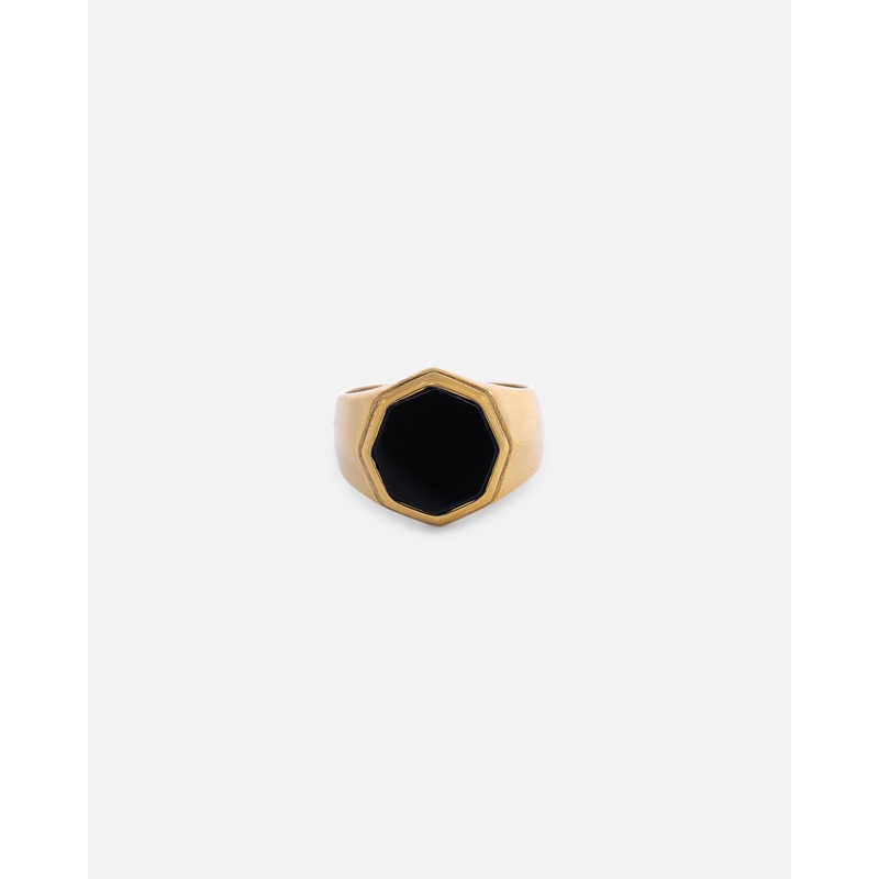 Saint Morta Onyx Octagon Signet Ring Gold 8