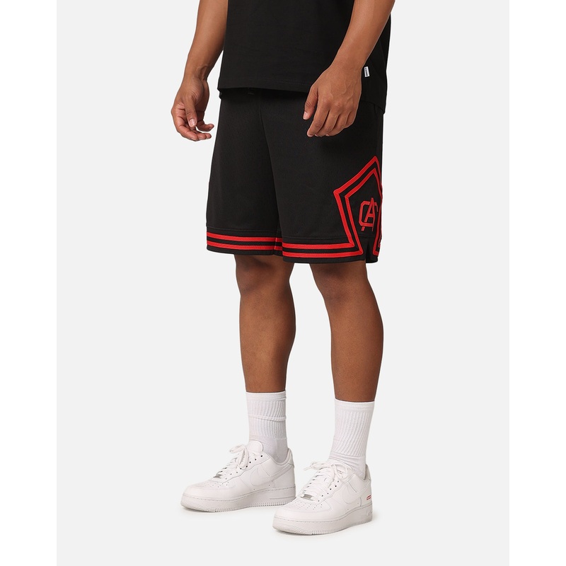 Carre Fold Mesh Basketball Shorts Black/Red XS