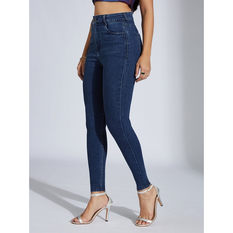 CHASEstretch Women’s Blue Skinny-Fit High-Rise Clean-Look Cropped Stretchable Denim Jeans 26 Blue