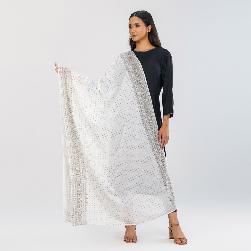 Womens Ethnic White Orna 95″ Inch WHITE