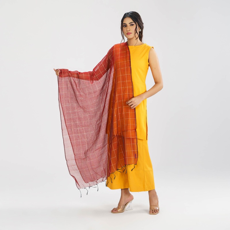 Womens Maroon Screen Printed Orna 95″ Inch MAROON