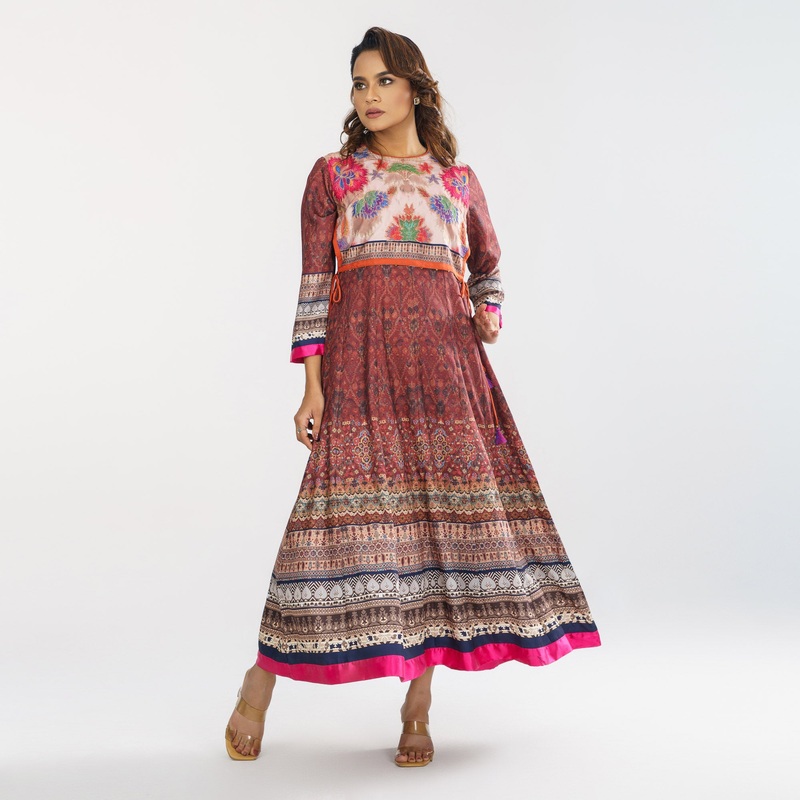 Womens Multi-Color Ethnic Gown S MULTI COLOR