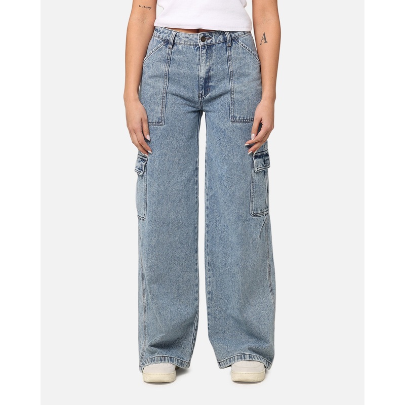 Dickies Women’s Voss Aged Denim Jeans Stone Washed Indigo 6