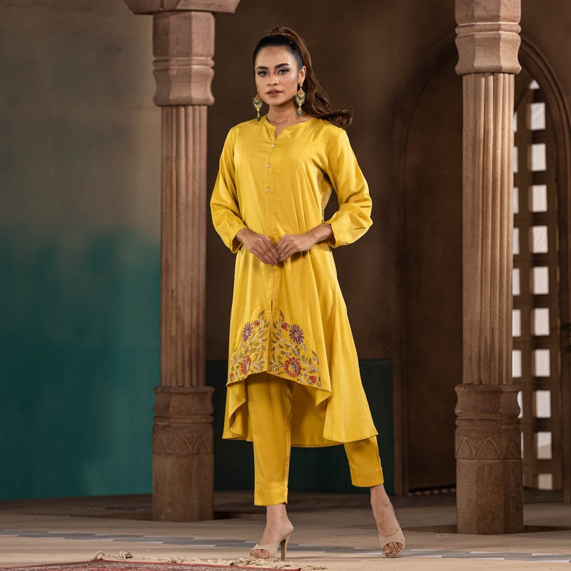 Women Ethnic Mustard  2-Piece Set 2XL MUSTARD