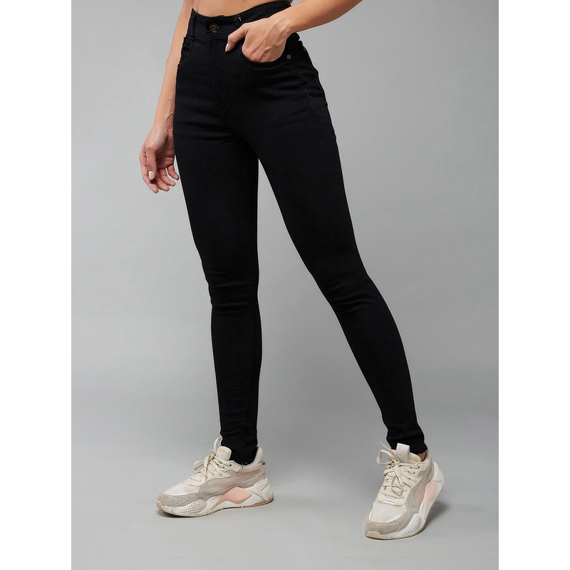 Women’s Black Slim Fit Regular-Length High-Rise Denim Jeans 26 Black