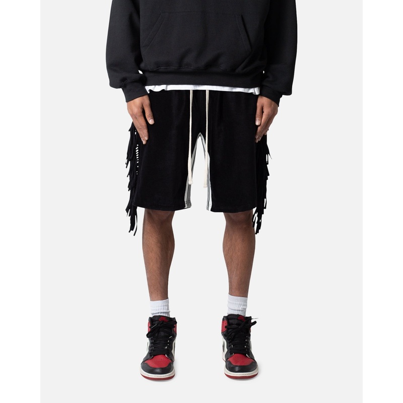MNML Fringe Velour Sweat Shorts Black S