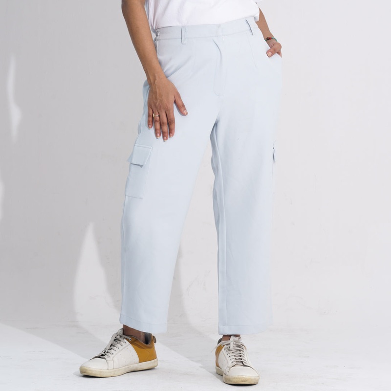 Women Cargo Pants S SKY BLUE