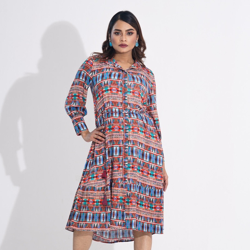 Women Printed Shirt Top S ORANGE AOP