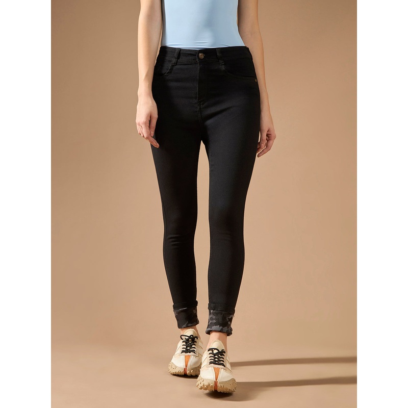 Women’s Black High-Rise Slim Fit Regular-Length Stretchable Denim Jeans 26 Black