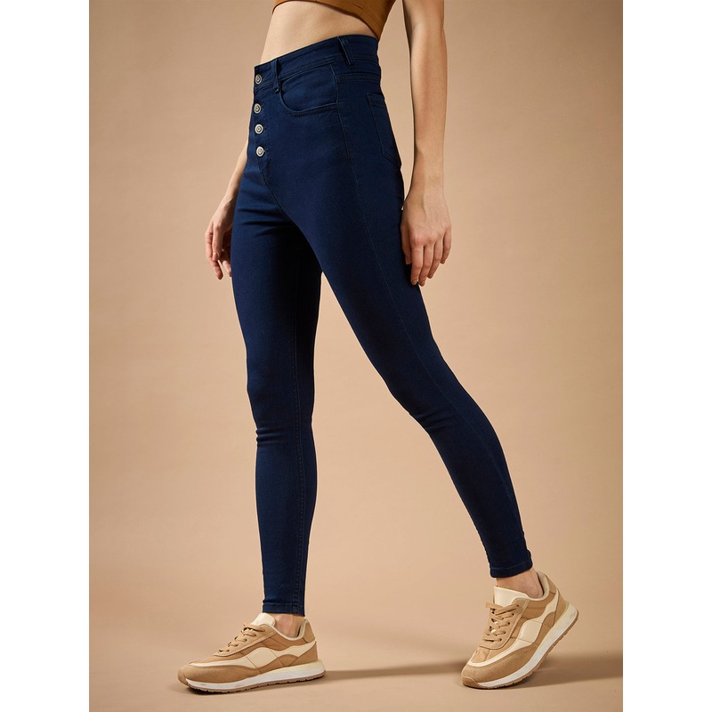 Women’s Navy Blue Skinny-Fit High-Rise Regular-Length Clean-Look Stretchable Denim Jeans 26 Navy Blue
