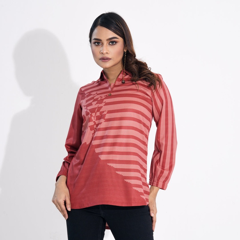 Women Terracotta Ethnic Top S TERRACOTTA