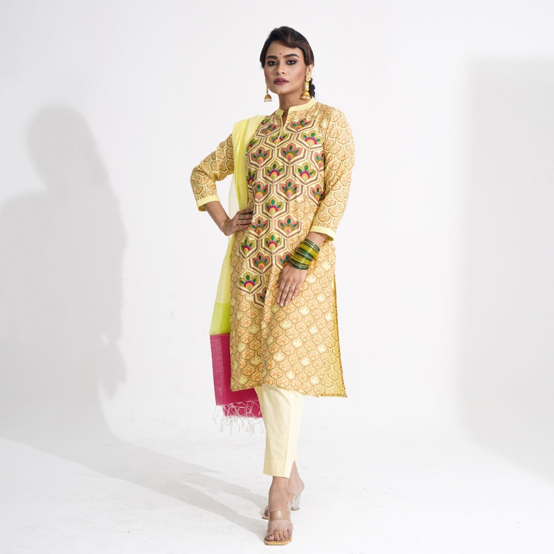 Women Yellow Ethnic Three Piece Set S YELLOW