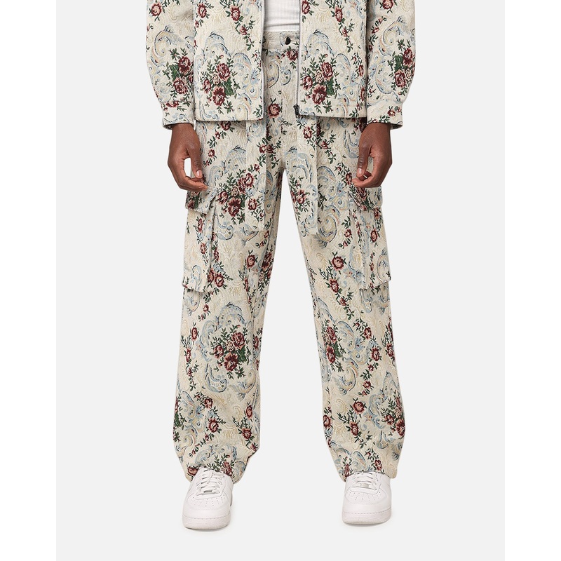 XXIII Floral Jacquard Cargo Pant White Antique 28