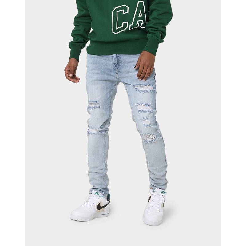 Carr Rugueux Distressed Skinny Jeans Light Blue 28