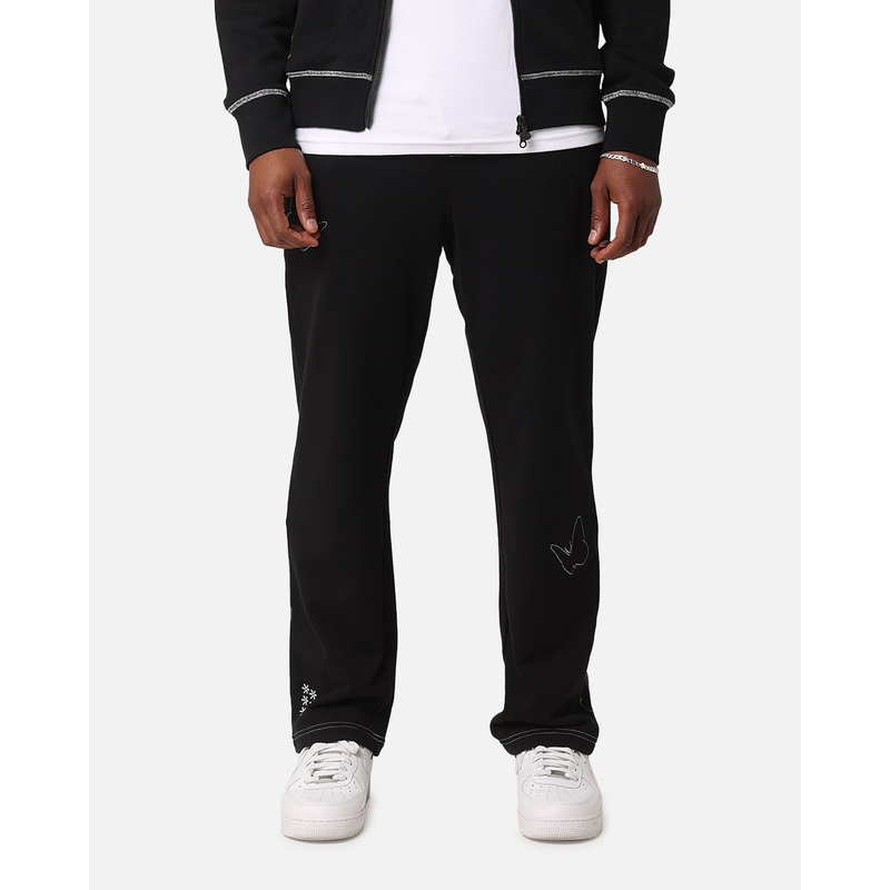 Felt Contrast Stitched Sweatpants Black S