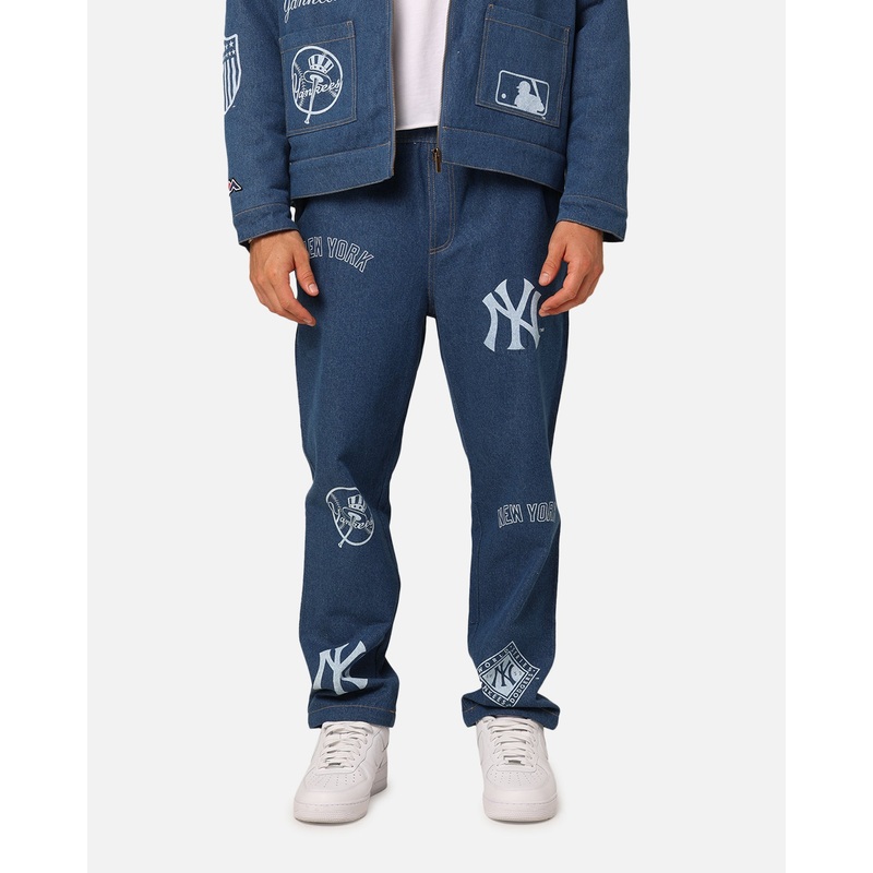 Majestic Athletic New York Yankees Etched Denim Jeans Washed Blue Denim S