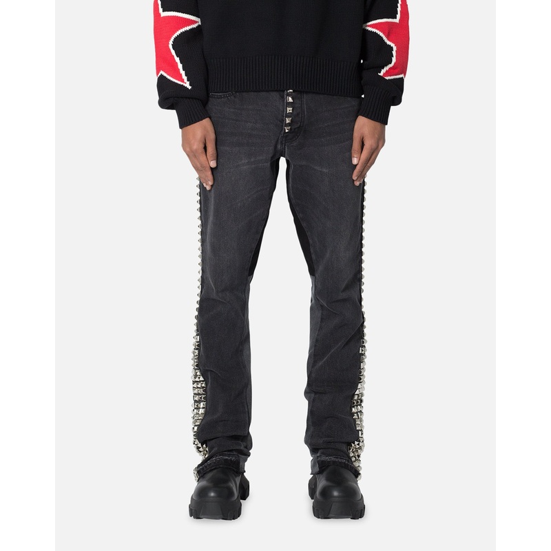 MNML B572 Studded Flare Denim Jeans Black 28