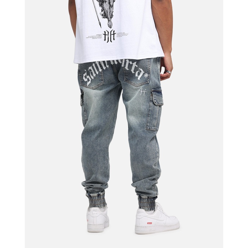 Saint Morta Gothic Cargo Joggers Dirty Denim S
