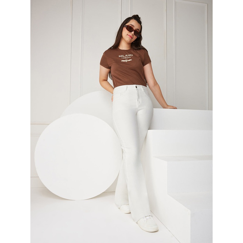 White Bootcut High-rise Clean-look Regular-length Stretchable Denim Jeans 12-13Y White