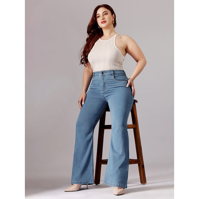 CHASEstretch Women’s Light Blue Bootcut High-Rise Clean-Look Stretchable Denim Jeans 26 Light Blue