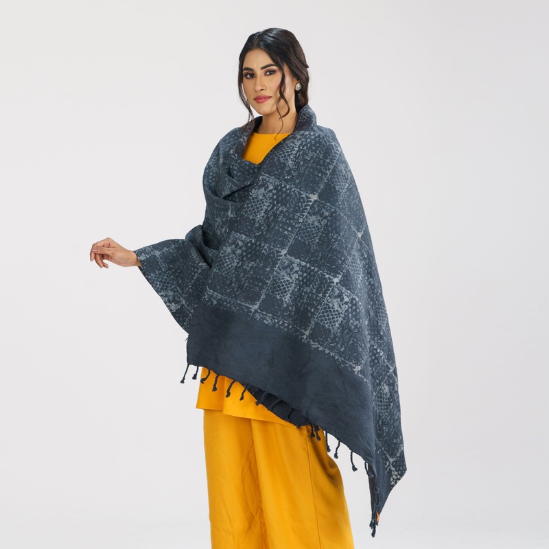Womens Charcoal Cotton Shawl 90’Inch charcoal
