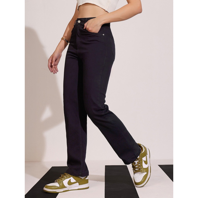 CHASEstretch Women’s Black Straight High Rise Clean Look Regular-Length Stretchable Denim Jeans 26 Black